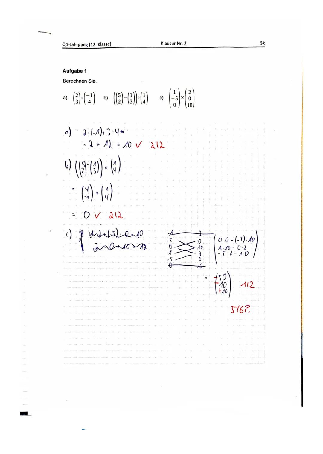 Q1-Jahrgang (12. Klasse)
Klausur Nr. 2-Analytische Geometrie
Vorname, Name
Datum
Vorabinformationen
Die Klausur besteht aus einem hilfsmitte