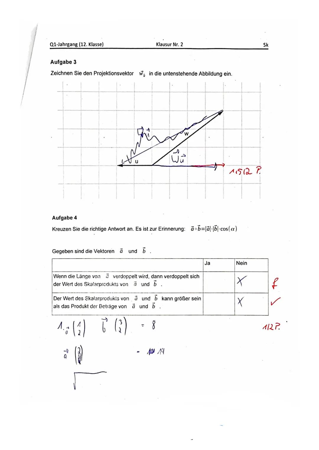 Q1-Jahrgang (12. Klasse)
Klausur Nr. 2-Analytische Geometrie
Vorname, Name
Datum
Vorabinformationen
Die Klausur besteht aus einem hilfsmitte