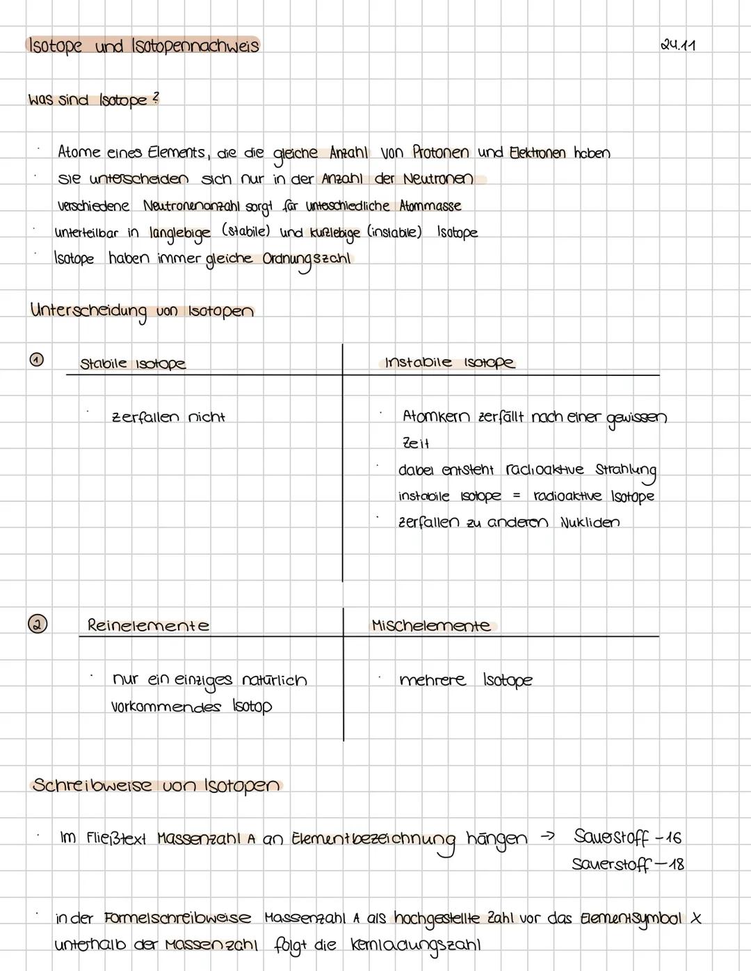# Isotope und Isotopennachweis
Was sind Isotope ?
Atome eines Elements, die die gleiche Anzahl von Protonen und Elektronen haben
sie unter