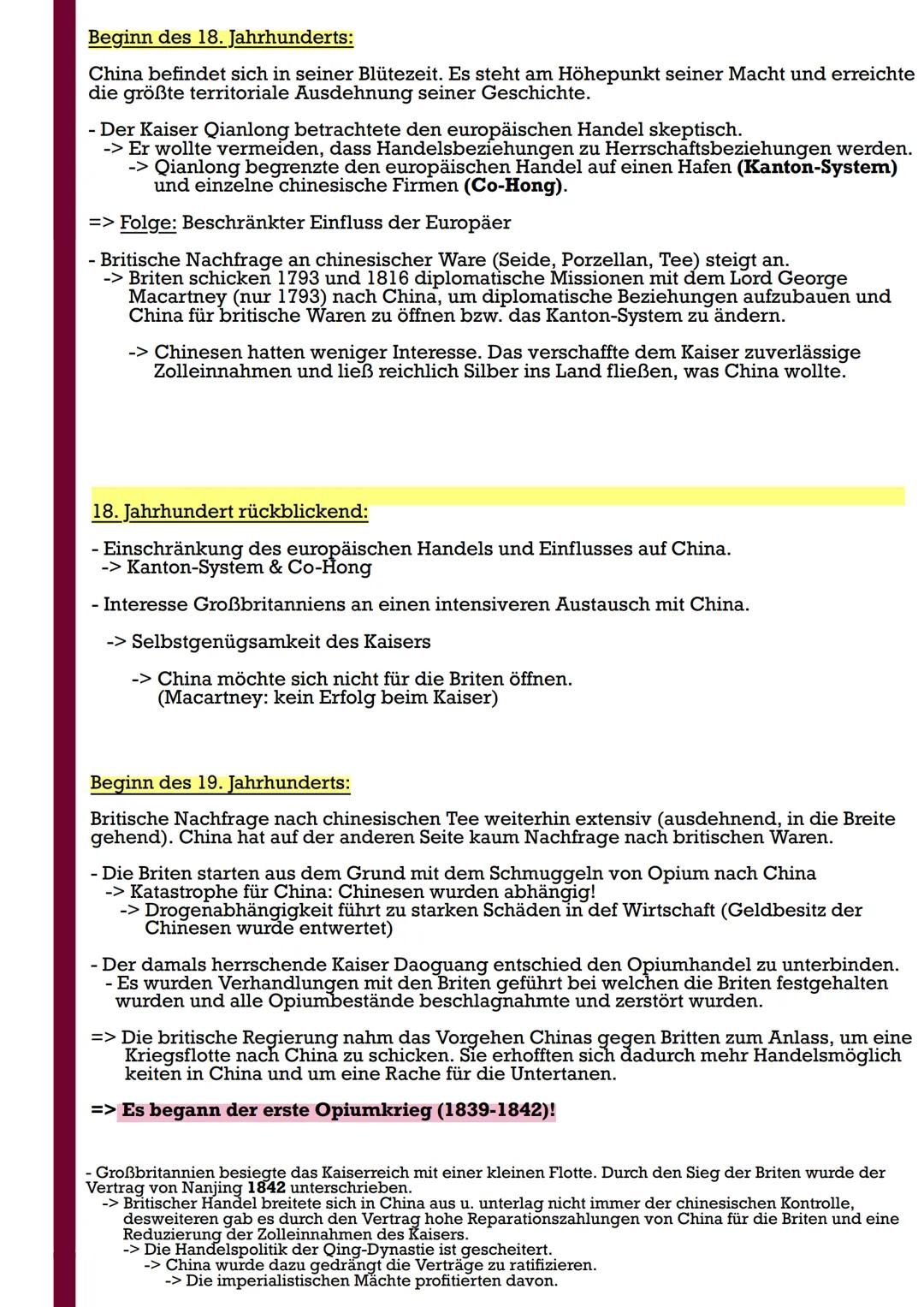 # Die imperialistischen Mächte in
China
Zeitstrahl: Ereignisgeschichte und Background-knowledge
1644: ----> Beginn der Qing-Dynastie
Nach