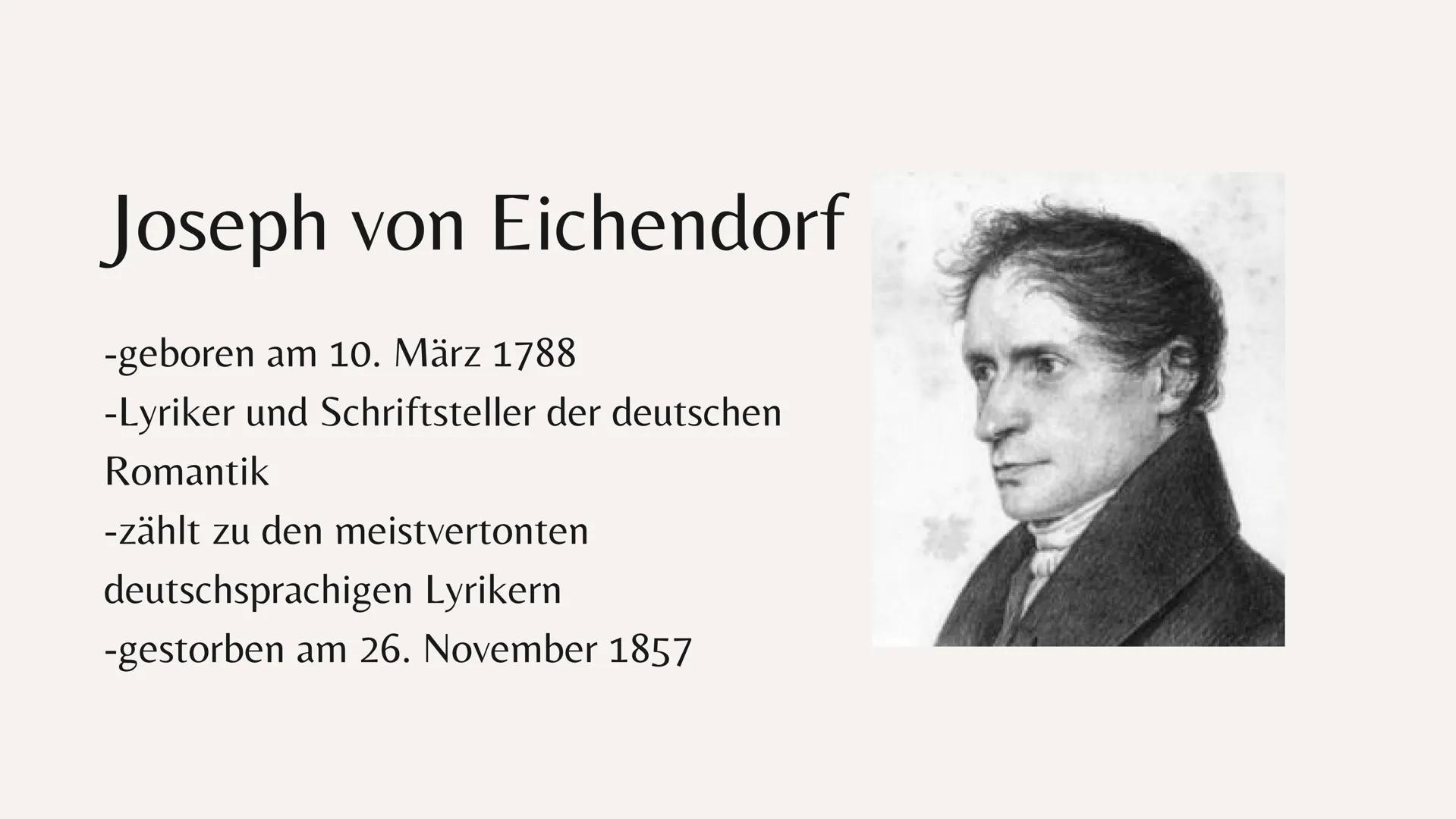 Das zerbrochene
Ringlein
von Eichendorf Joseph von Eichendorf
-geboren am 10. März 1788
-Lyriker und Schriftsteller der deutschen
Romantik
-