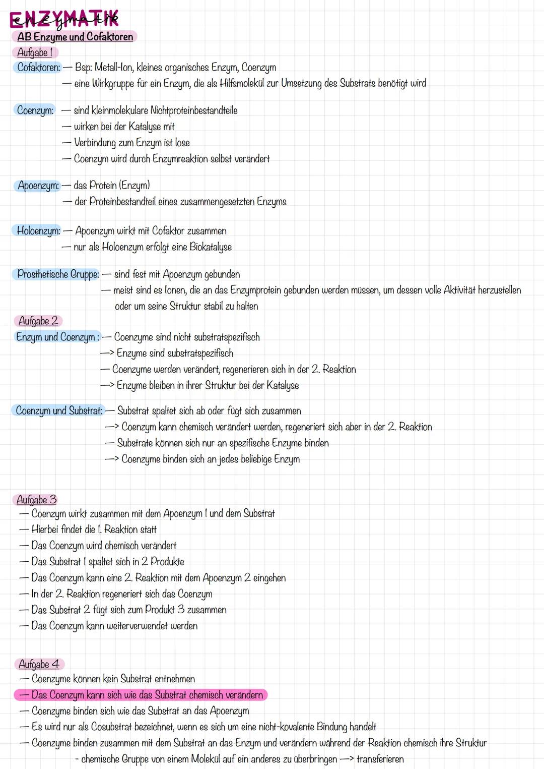 # ENZYMATIK
Funktion
* Biokatalysatoren
* steuern und regeln Stoffwechselprozesse
* setzen Aktivierungsenergie herab
* -> beschleu
