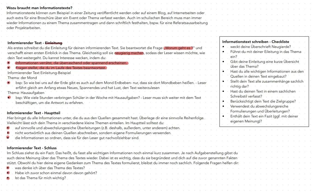 Informierender Text- Formulierungshilfen, (wie schreib ich es am besten?)