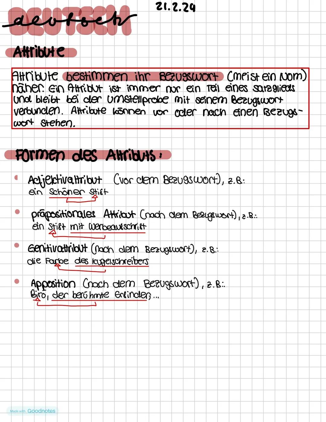 Formen des Attributs, Attribute