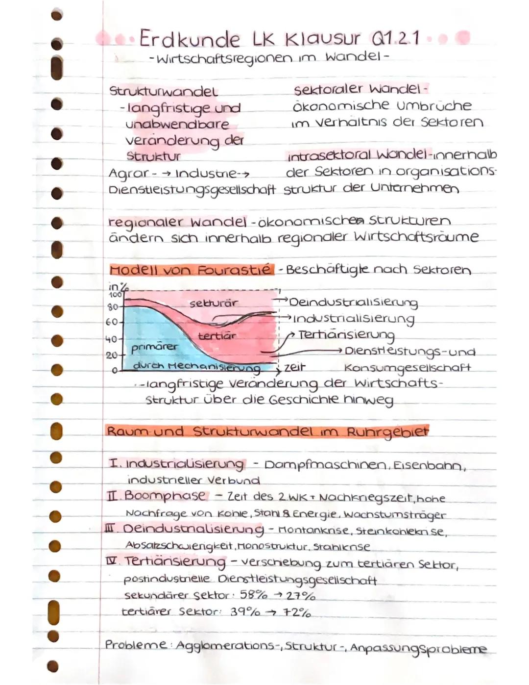 Erdkunde LK Klausur Q1.2.1
-Wirtschaftsregionen im Wandel -
Strukturwandel
-langfristige und
unabwendbare
veränderung der
Struktur
Agrar- -