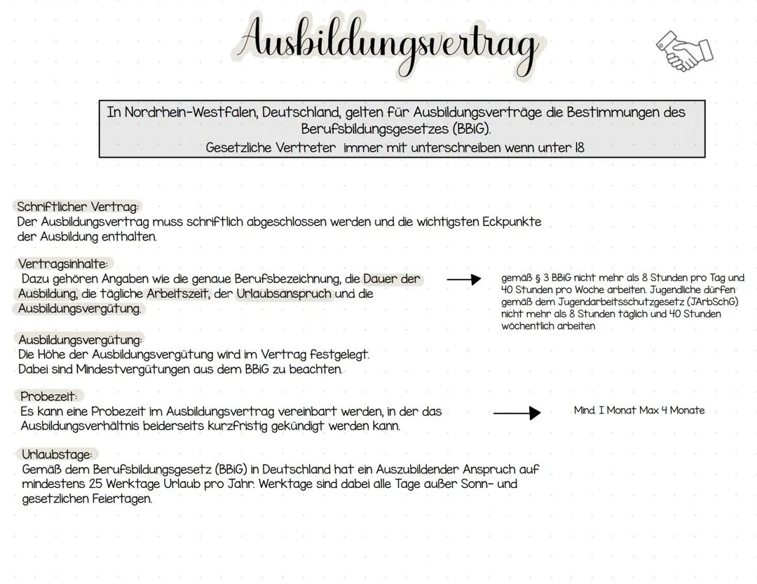 Ausbildungsvertrag ,Kündigung und Gesetze