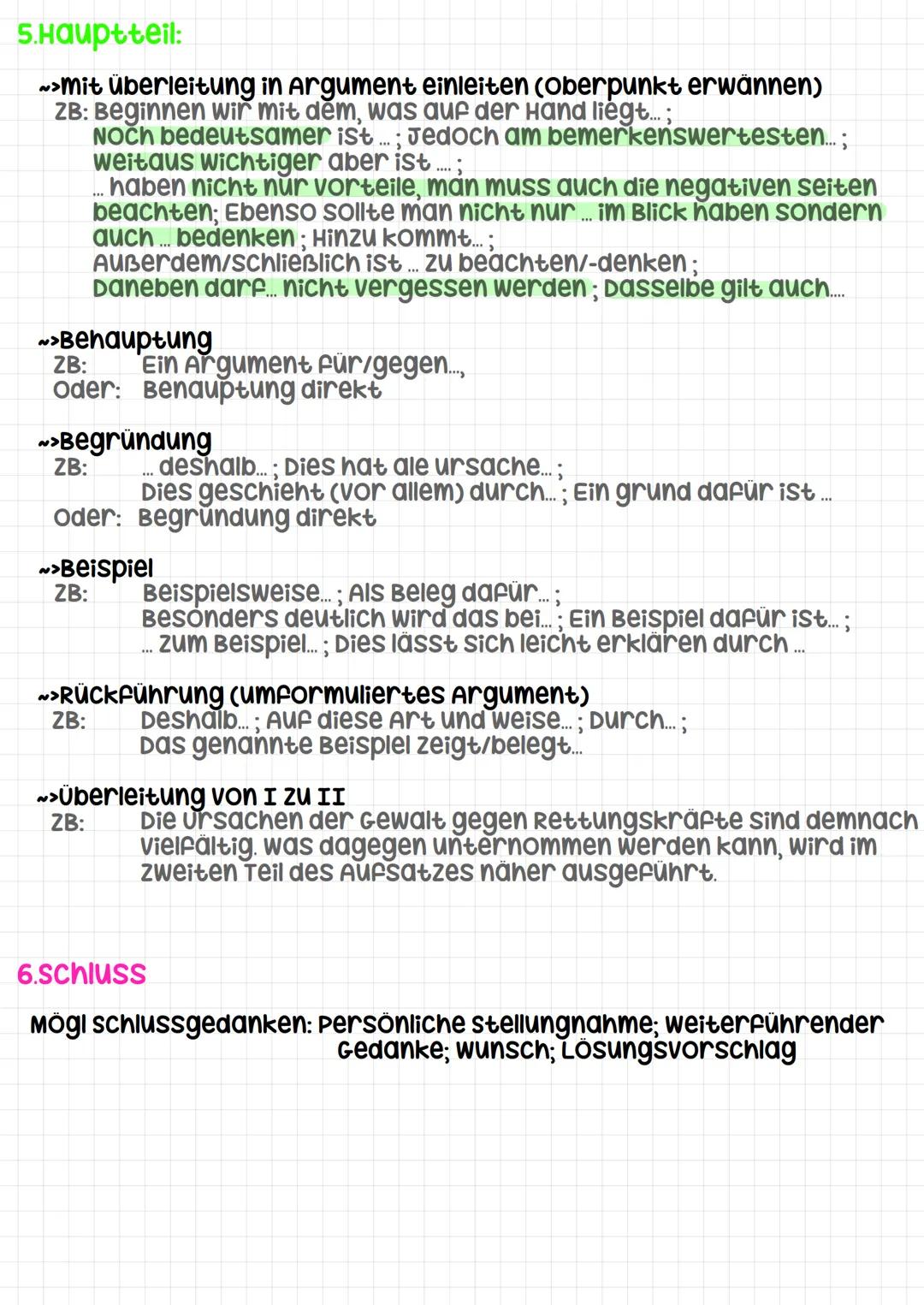 1.Thema erschließen:
2.Stoffsammlung:
●
●
Erörterung
Stichwörter & Einschränkung der Themafrage
●
●
Material auswerten & einordnen (nennen)
