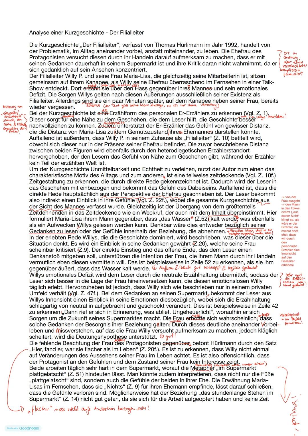 Analyse einer Kurzgeschichte - Der Filialleiter
Die Kurzgeschichte „Der Filialleiter", verfasst von Thomas Hürlimann im Jahr 1992, handelt