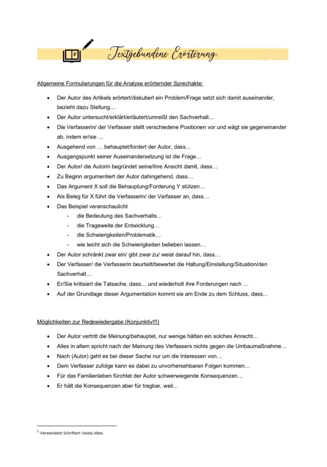 # Textgebundene Erörterung.
AUFBAU
1. Einleitung
- Kurze Hinführung zum Thema („Ohröffner") zum Thema → z.B. ein Zitat, das mit
dem Thema