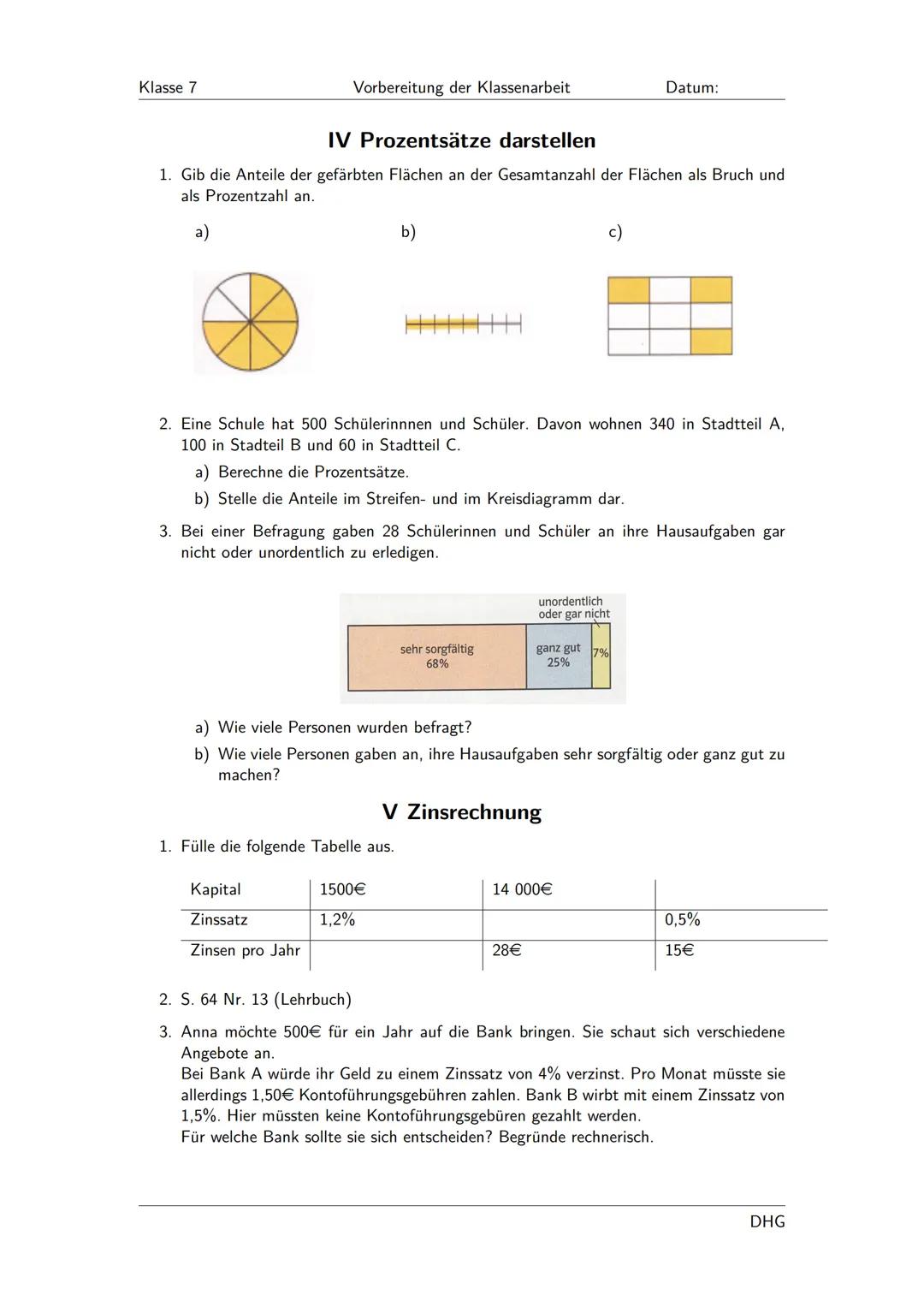Klasse 7
a) -12,5+13
1. Rationale Zahlen addieren und subtrahieren
Vorbereitung der Klassenarbeit
I Grundwissen
b) -2,3-8
2. Rationale Zahle