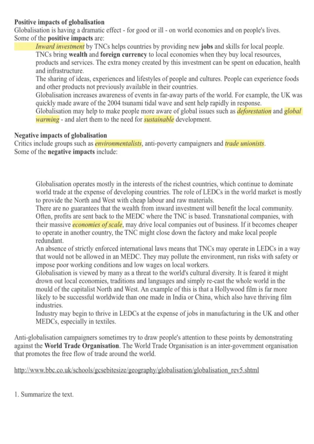 # Globalization
Definition: Globalization is the connection of different countries
of the world and is there to help improve communication,