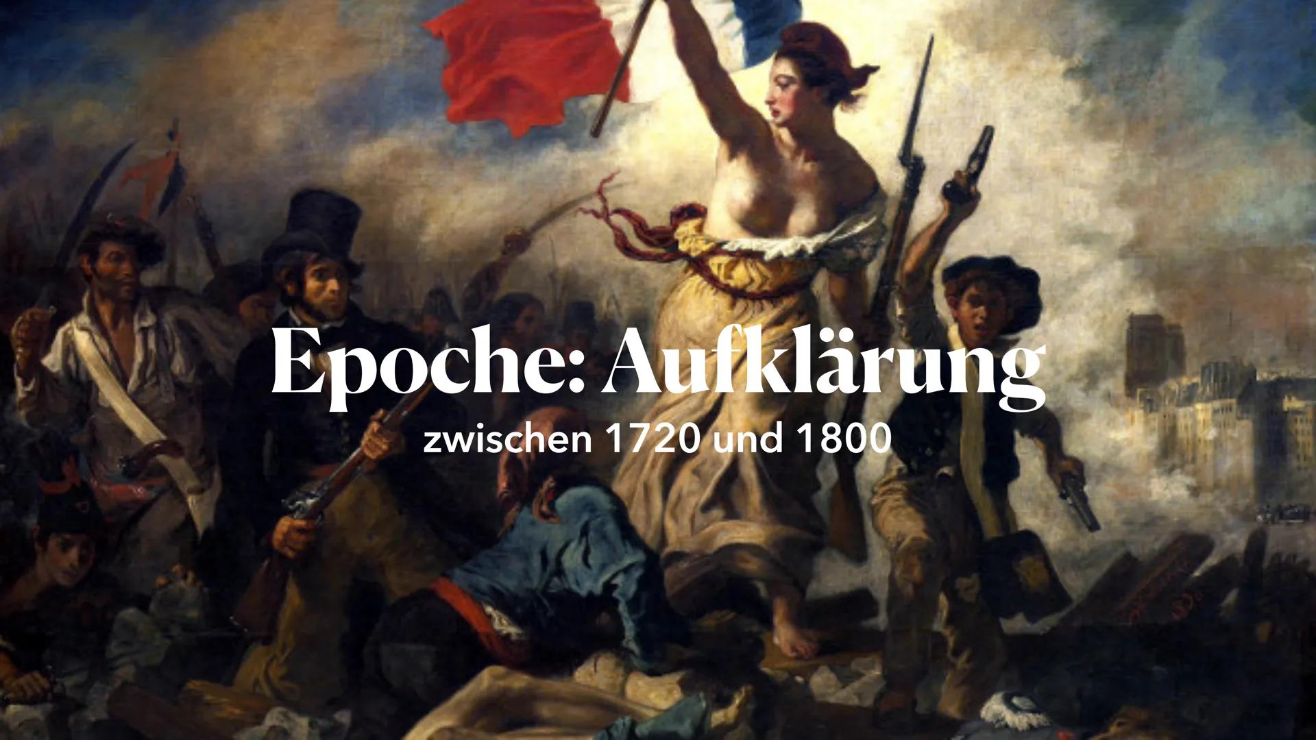 # Epoche: Aufklärung
zwischen 1720 und 1800 # Gliederung
* Was bedeutet die Epoche „Aufklärung "?
* Merkmale
* Historischer Hintergr