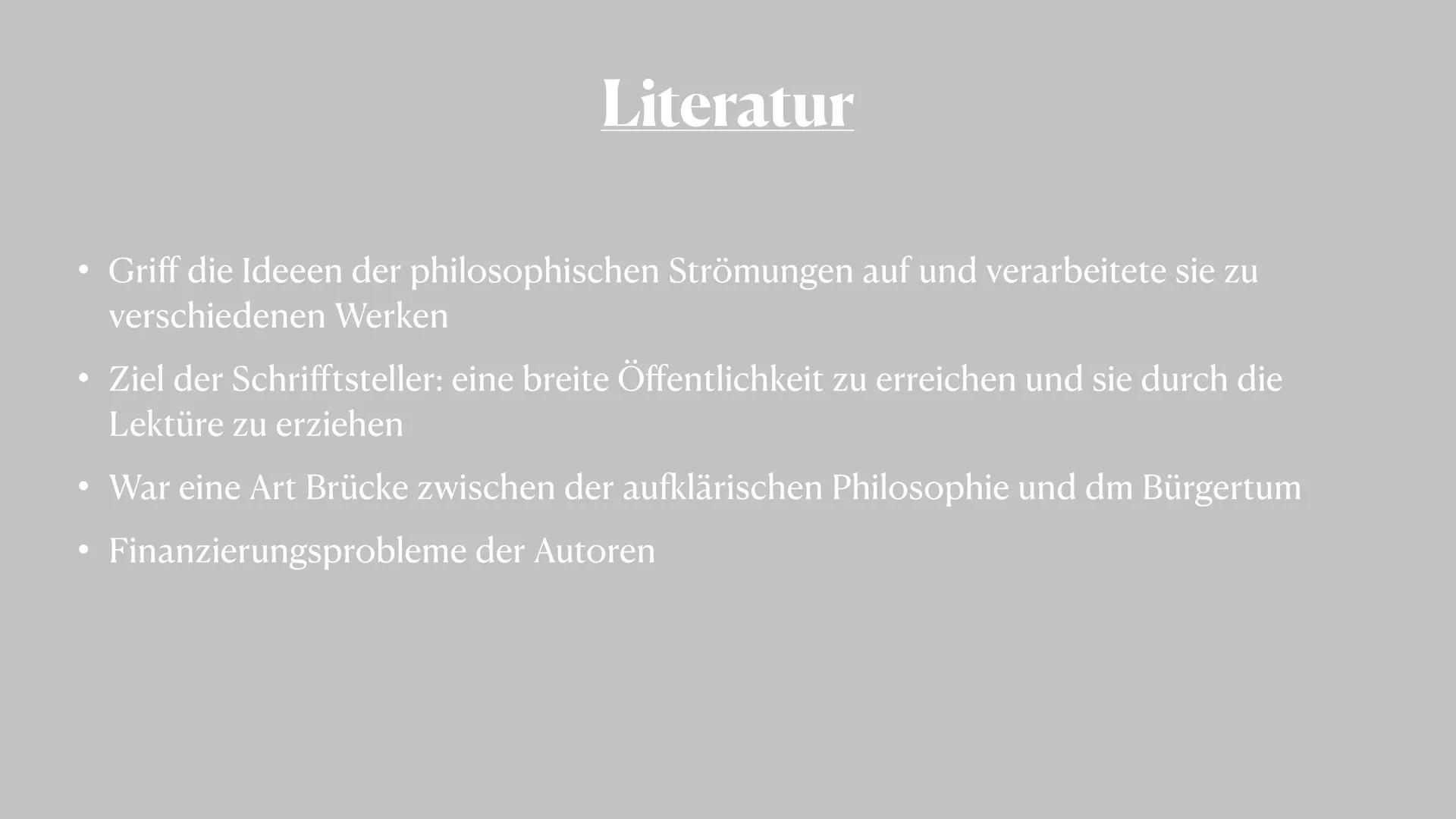 # Epoche: Aufklärung
zwischen 1720 und 1800 # Gliederung
* Was bedeutet die Epoche „Aufklärung "?
* Merkmale
* Historischer Hintergr