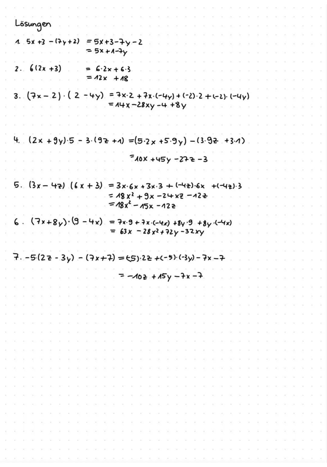 Klammerin
Addition
→ Stent vor der klammer ein +, kann die klammer.
einfach weggelassen werden.
Bsp: 5+7x +(3-4y)=5+7x+3-4y
9x-4y +(62+3)=9x