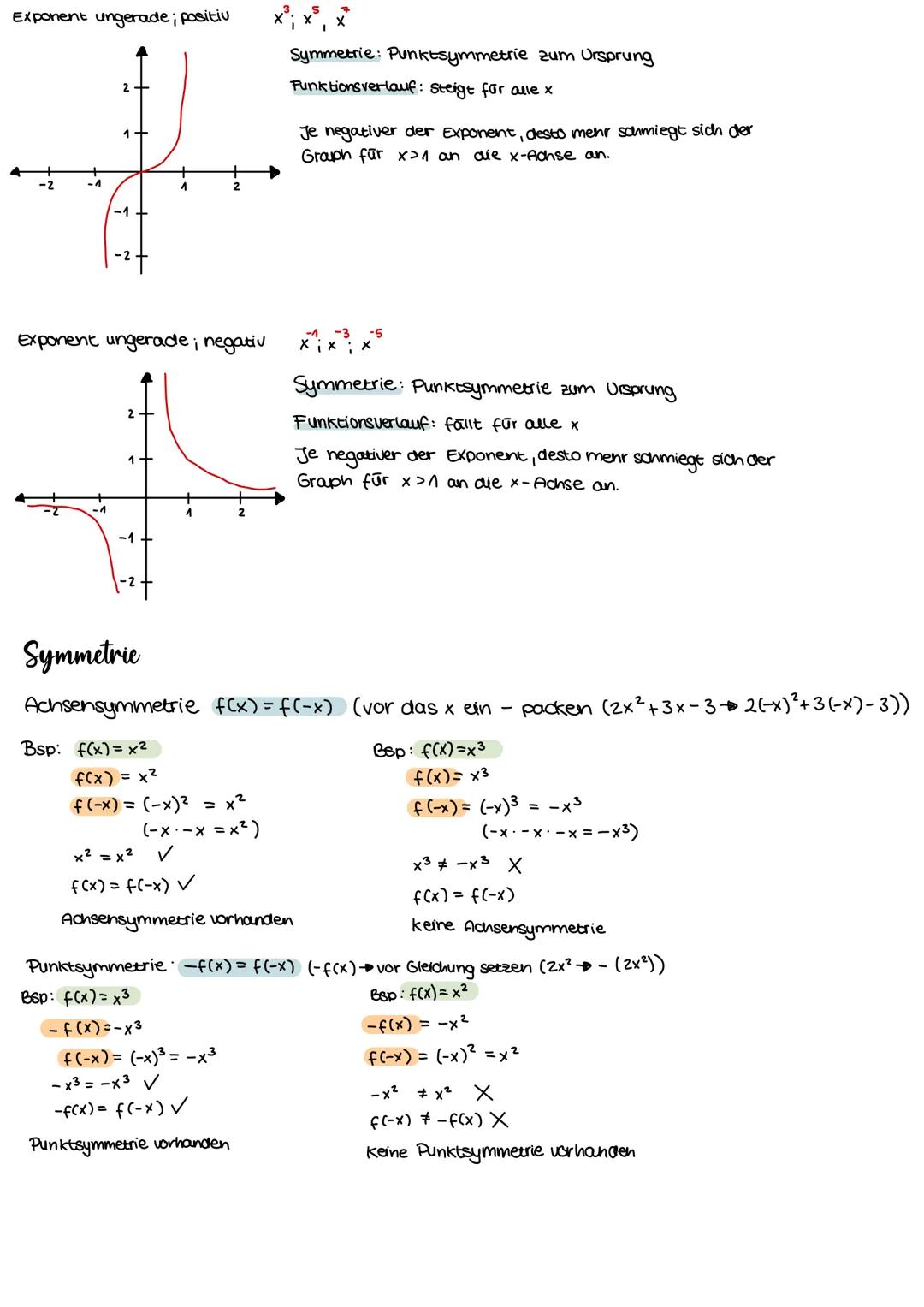 Graph Skizzieren+ zuordnen+beschreiben
Beispiel: f(x) = -2(x-1)³+1
1. Graph spiegeln
2. Streckung auf 2
Streckfaktor mit Exponent potenziere