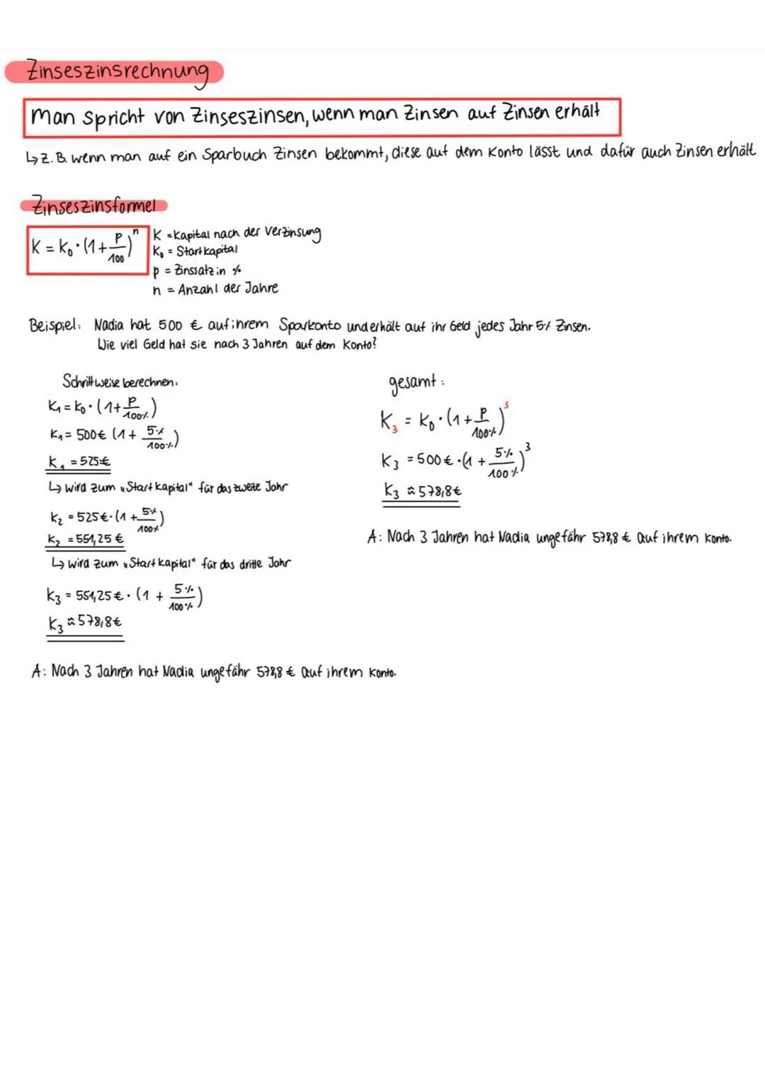 Begriffe und Formein
Prozentrechnung
Zinsrechnung
p Prozentsatzp Zinssatz in %
G = Grundwert →k
W Prozentwert
Zinsen berechnen
→→Jahreszinse