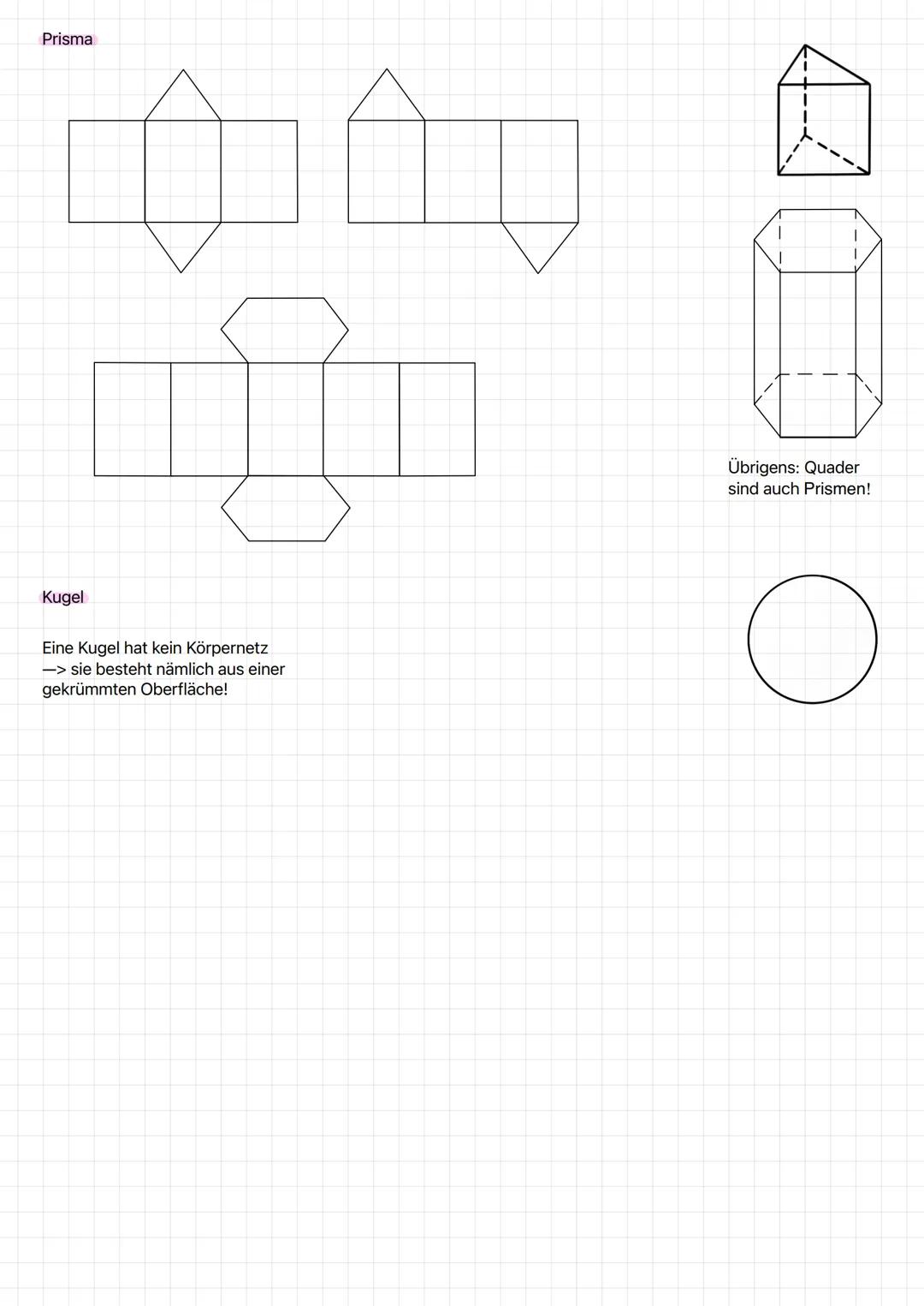 Geometrische Körper
Welche geometrischen Körper gibt es und wie heißen sie?
Kegel
Prisma
Pyramide
Was sind Ecken, Kanten und Flächen?
Beispi