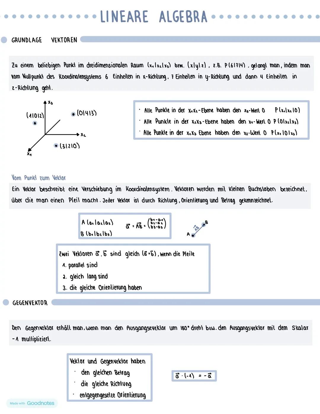 Lineare Algebra (Vektoren) Abitur LK