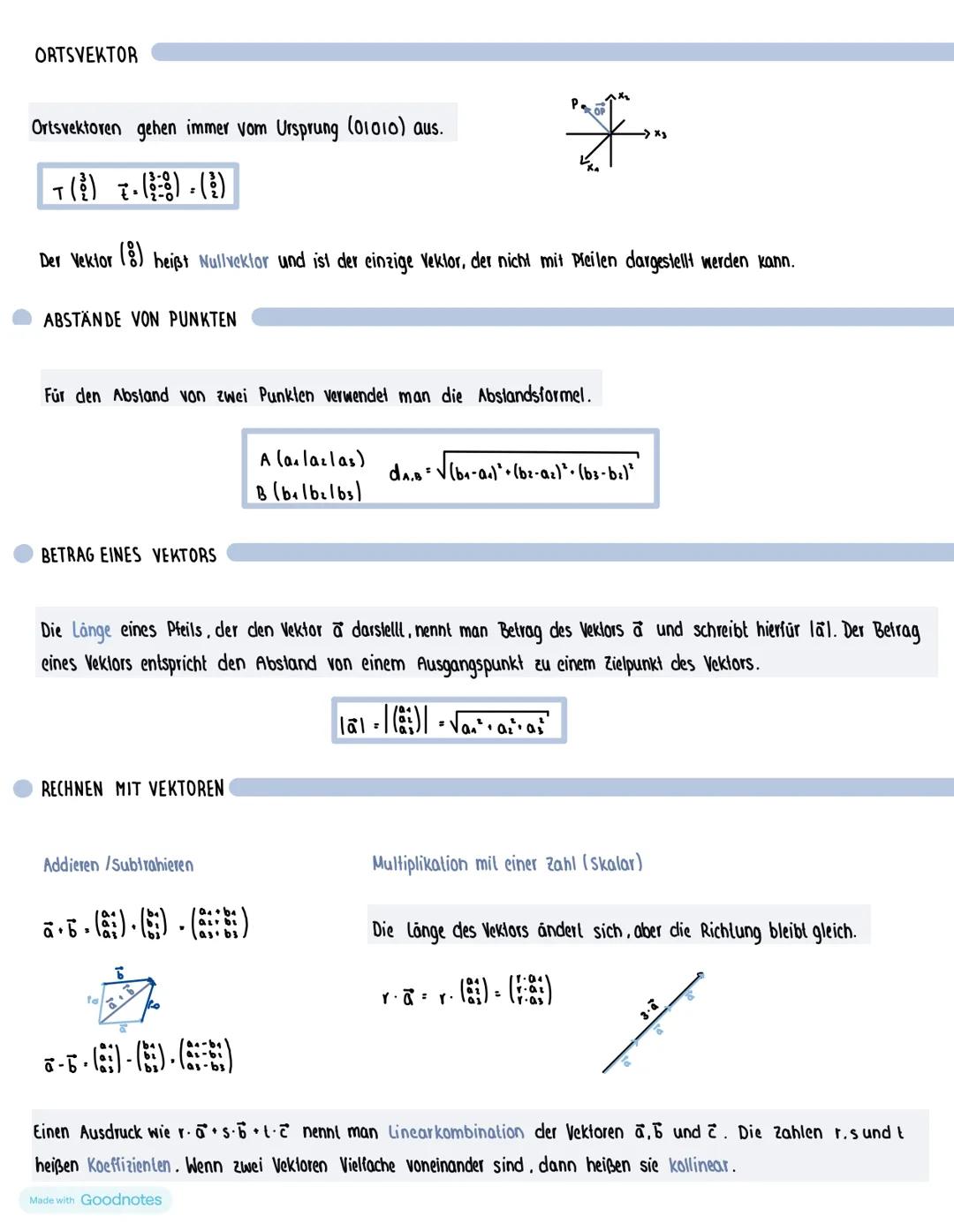 LINEARE ALGEBRA
GRUNDLAGE
VEKTOREN
Zu einem beliebigen Punkt im dreidimensionalen Raum (x41x21x3) bzw. (xlyla), 2.B. P(61714), gelangt man,