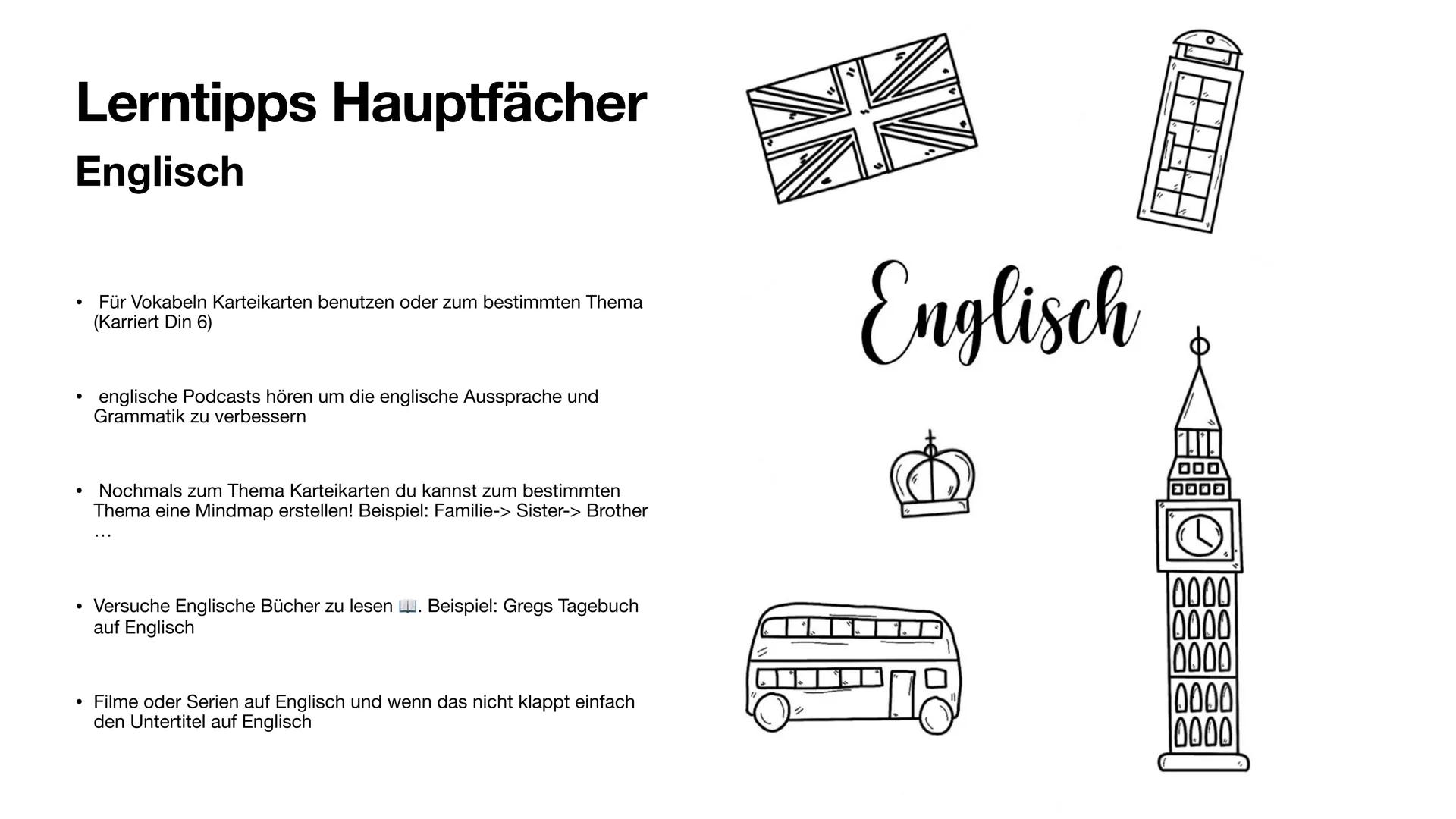 Lerntipps
Für die Schule Inhalt
•
Auswendig lernen
• Motivation
• Lernmethoden
• Konzentration
Lerntipps Hauptfächer
Last Minute Lernen
Too