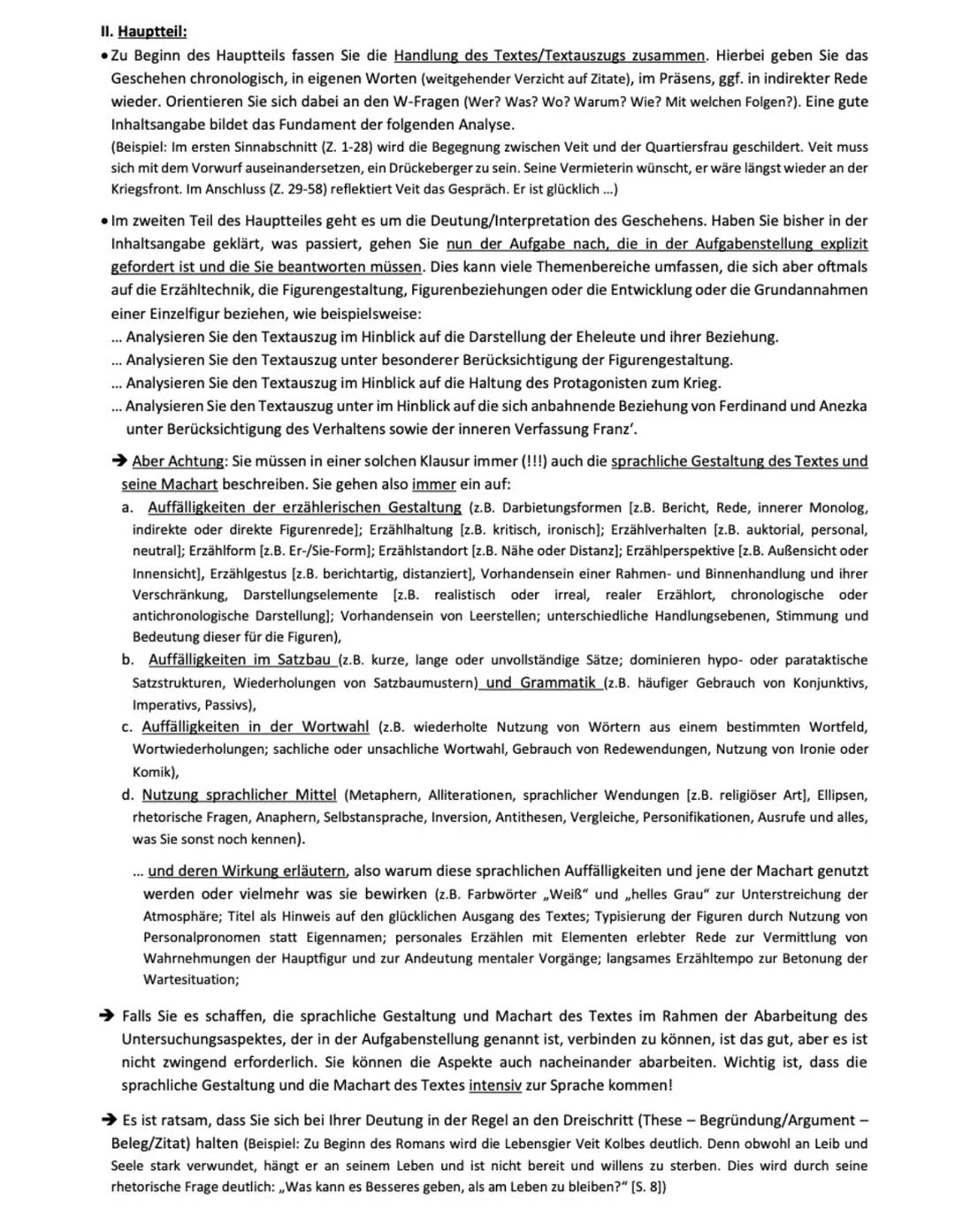 Hilfen für Analyse eines literarischen Textes mit weiterführendem Schreibauftrag
Konstruktion einer solchen Klausur:
Eine Klausur, welche d