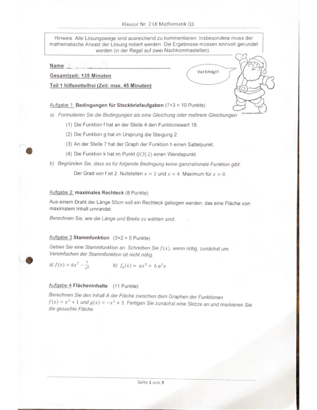 Mathe Klausur Q2 - Analysis