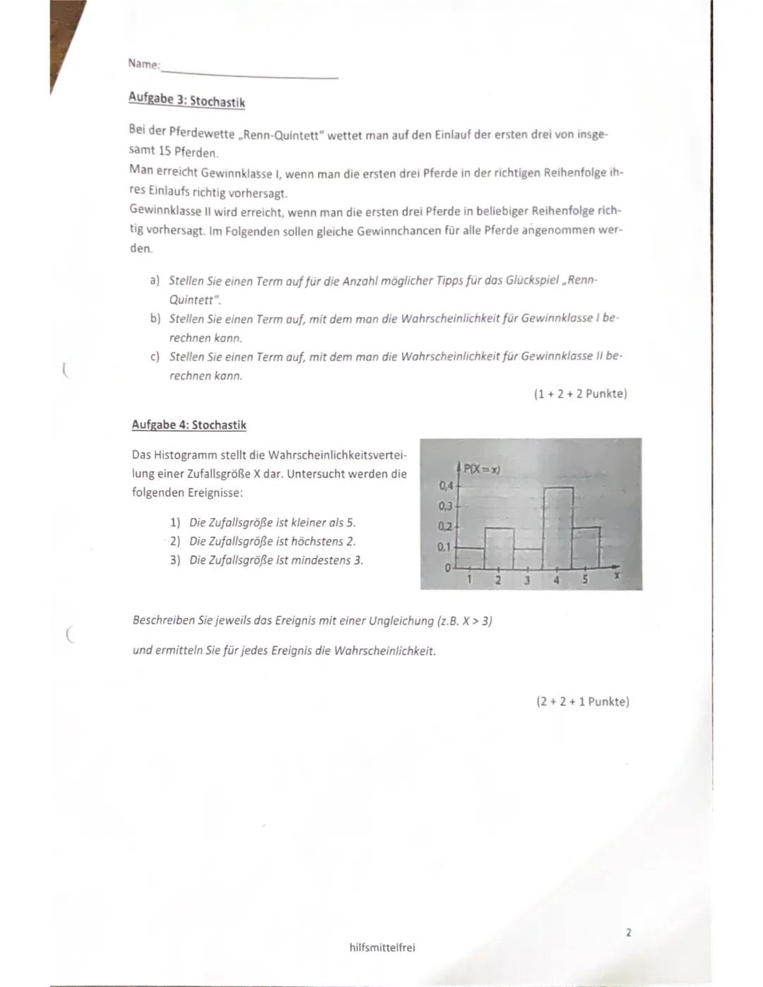 Klausur LK M Q2
28.11.2023
Arbeitszeit insgesamt (Teil 1 und 2): 225 Minuten
Teil 1: hilfsmittelfrei (max. 80 Minuten)
Aufgabe 1: Analytisch