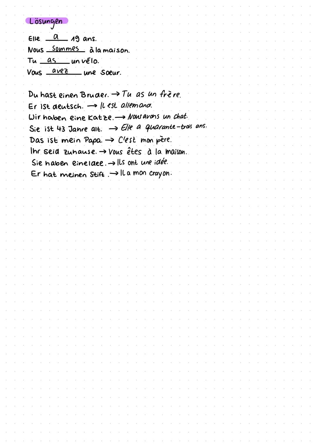 Être et avoir
être-sein
je suis
tu es
illellelon est
nous sommes
vous êtes
ils/elles sont
avoir-haben
j'ai
tu as
illellel on a
nous avons
Vo