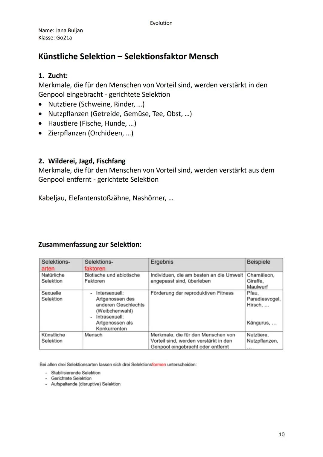 Name: Jana Buljan
Klasse: Go21a
Evolution
Inhalte/Themen für die mündliche Prüfung im Fach Biologie
Kurshalbjahr 13.1 Evolution
o Kurzer Abr