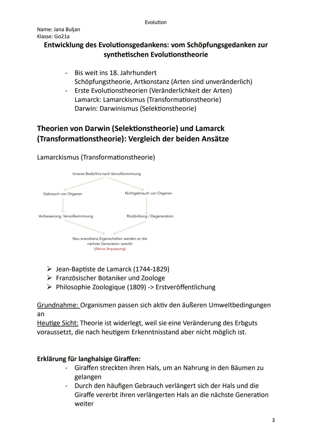Name: Jana Buljan
Klasse: Go21a
Evolution
Inhalte/Themen für die mündliche Prüfung im Fach Biologie
Kurshalbjahr 13.1 Evolution
o Kurzer Abr