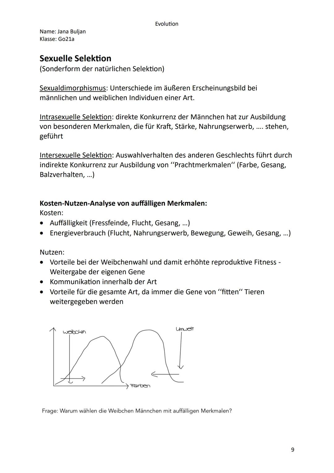 Name: Jana Buljan
Klasse: Go21a
Evolution
Inhalte/Themen für die mündliche Prüfung im Fach Biologie
Kurshalbjahr 13.1 Evolution
o Kurzer Abr