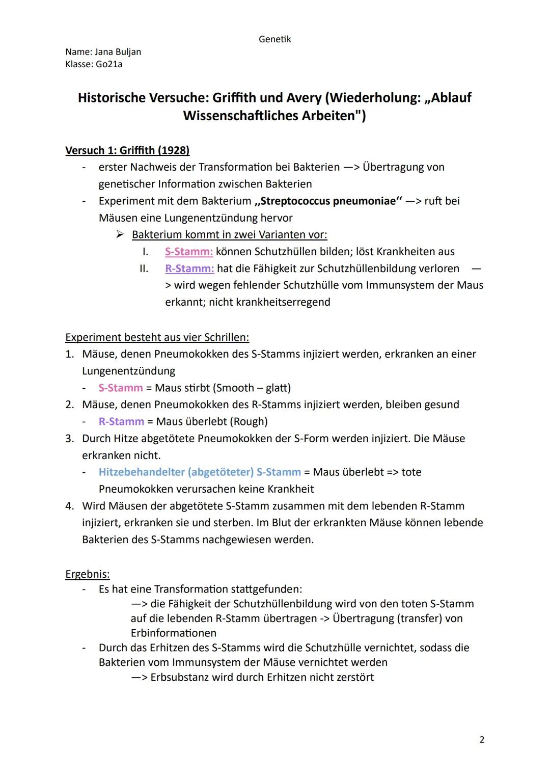 Name: Jana Buljan
Klasse: Go21a
Genetik
Inhalte/Themen für die mündliche Prüfung im Fach Biologie
Kurshalbiahr 12.1 Genetik
o Historische Ve
