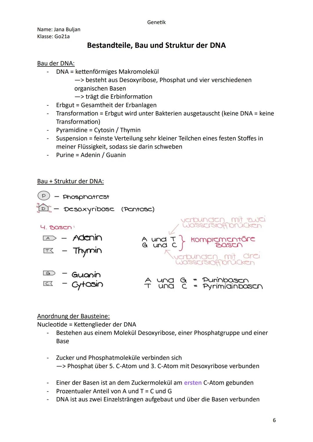 Name: Jana Buljan
Klasse: Go21a
Genetik
Inhalte/Themen für die mündliche Prüfung im Fach Biologie
Kurshalbiahr 12.1 Genetik
o Historische Ve