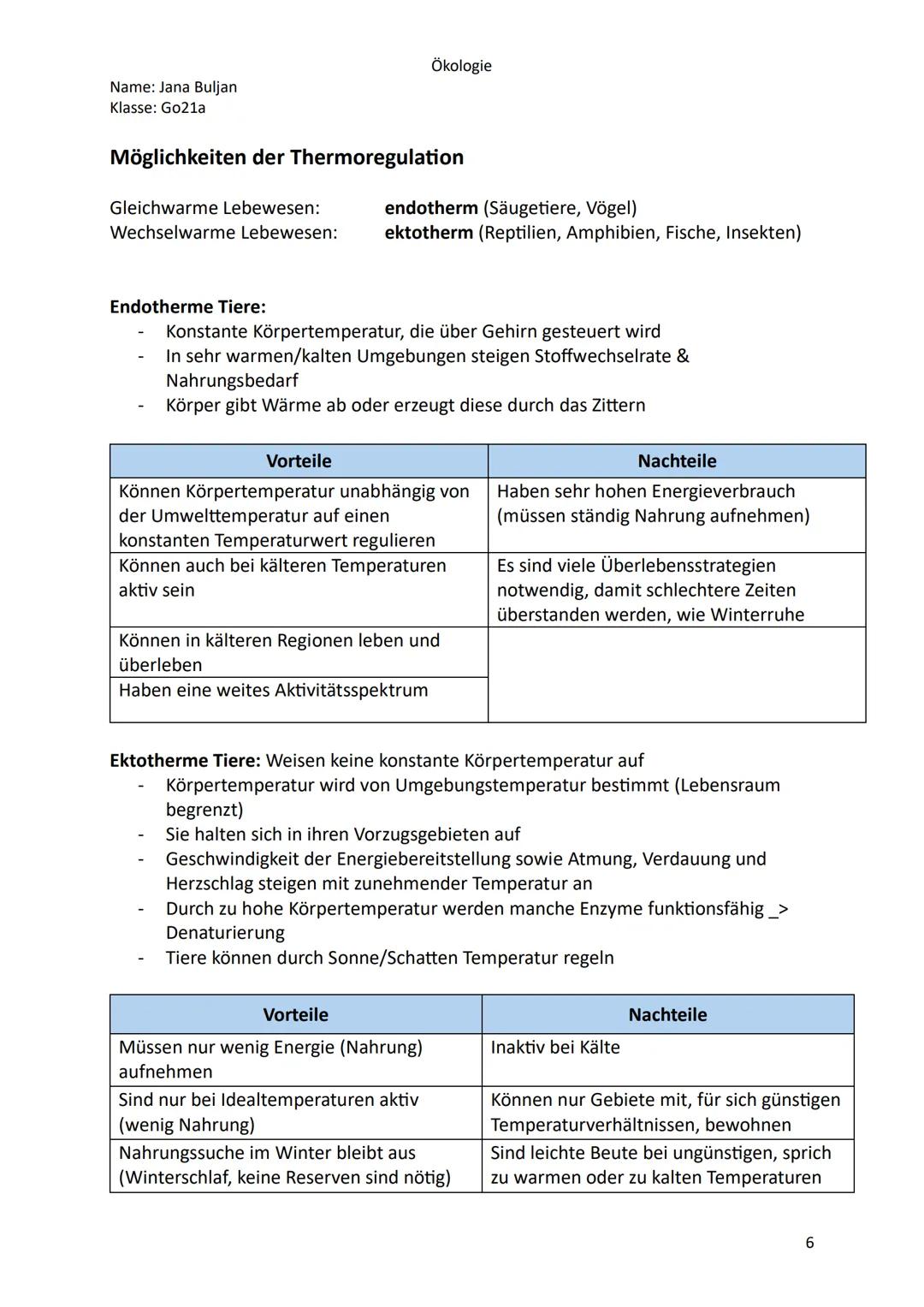Name: Jana Buljan
Klasse: Go21a
Ökologie
Inhalte/Themen für die mündliche Prüfung im Fach Biologie
Kurshalbjahr 12.2 Ökologie
。 Überblick: A