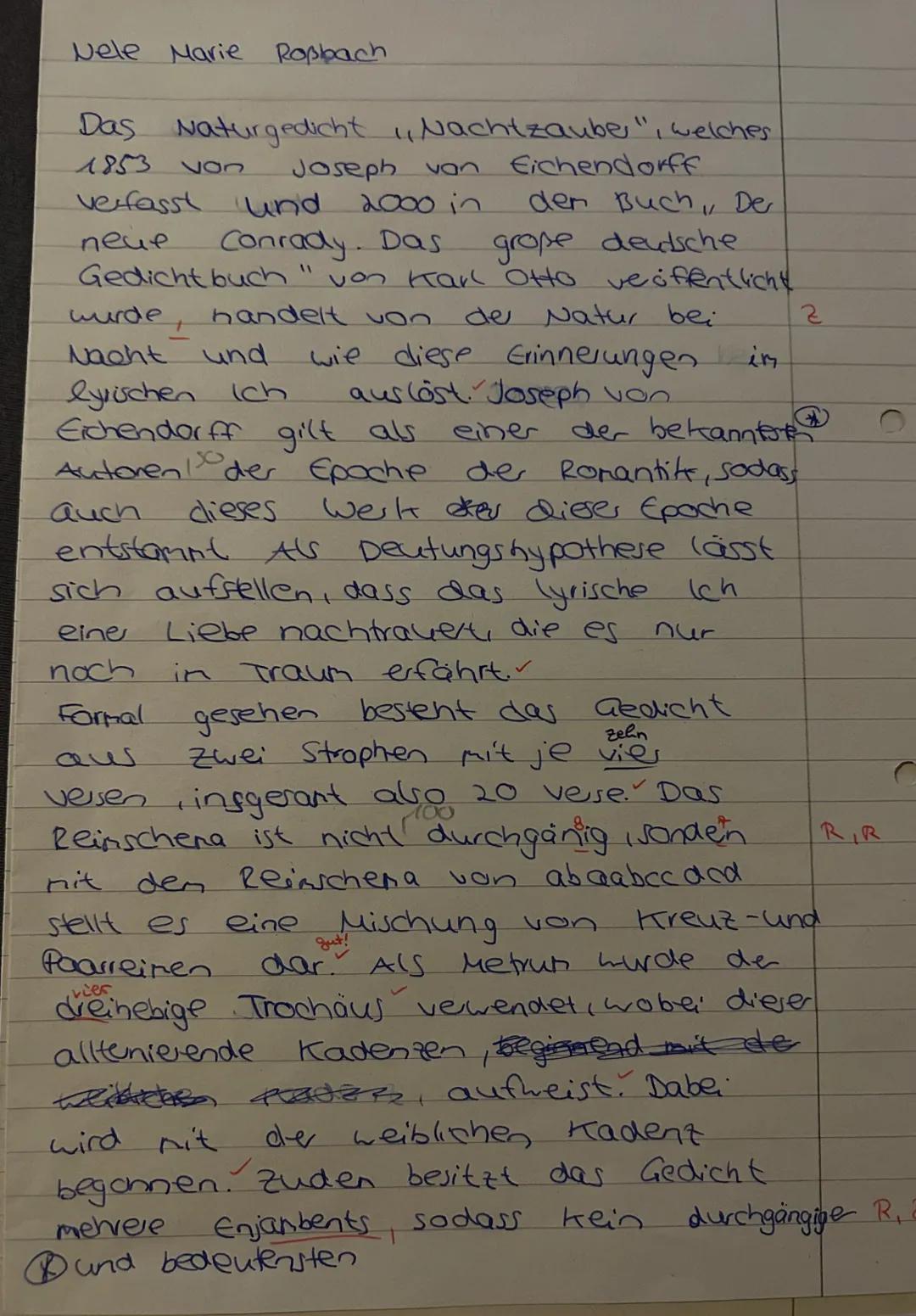 Aufgabe:
Analysiere das vorliegende Gedicht und begründe (im Rahmen deiner Analyse), warum es sich um ein
typisches Gedicht der Romantik ha