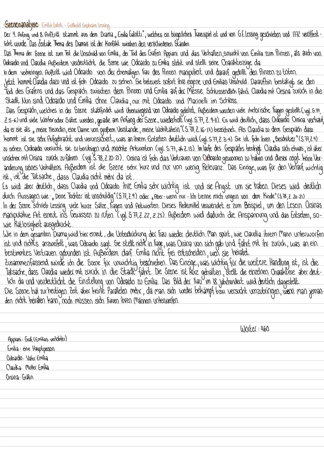 Szenenanalyse Emilia Galoti - Gotthold Emphraim Lessing
Der 4. Aufang und 8. Auftritt stammt aus dem Drama, Emilia Galotti", welches ein bü