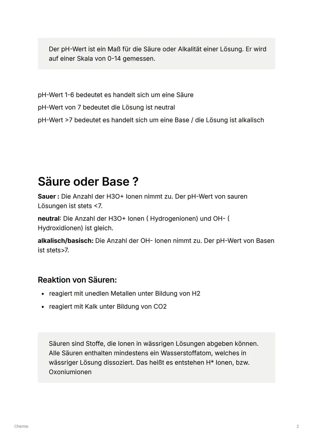 Chemie
Chemie
Indikatoren
Ein Indikator zeigt an, ob eine Lösung alkalisch, neutral oder sauer ist.
Man fügt der zutestenden Lösung einen