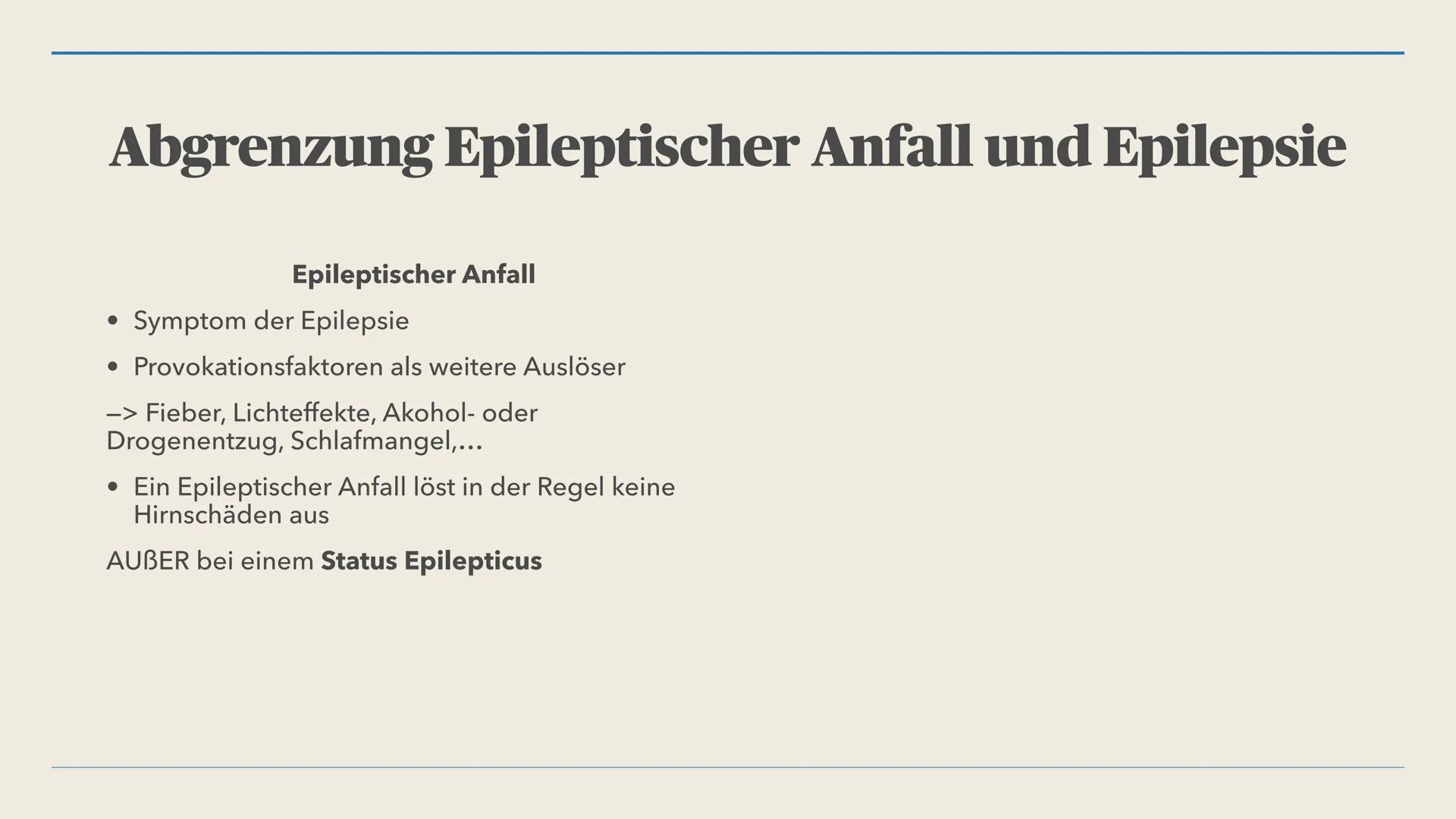LILLI, 12BI02
Epilepsie Gliederung
1. Was ist Epilepsie?
2. Abgrenzung Epilepsie und epileptischer Anfall
3. Auslöser der Epilepsie
4. Ursac