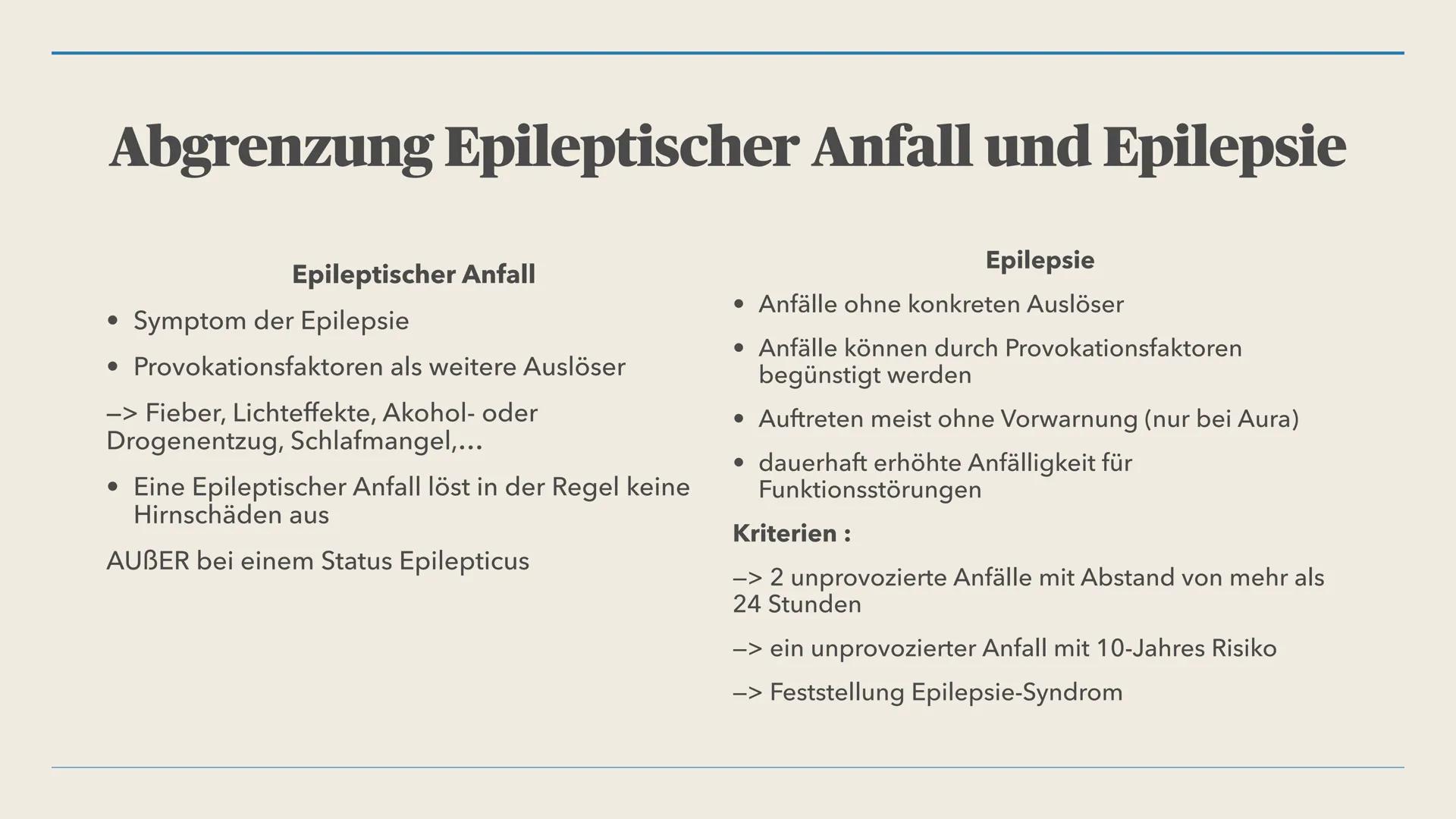 LILLI, 12BI02
Epilepsie Gliederung
1. Was ist Epilepsie?
2. Abgrenzung Epilepsie und epileptischer Anfall
3. Auslöser der Epilepsie
4. Ursac
