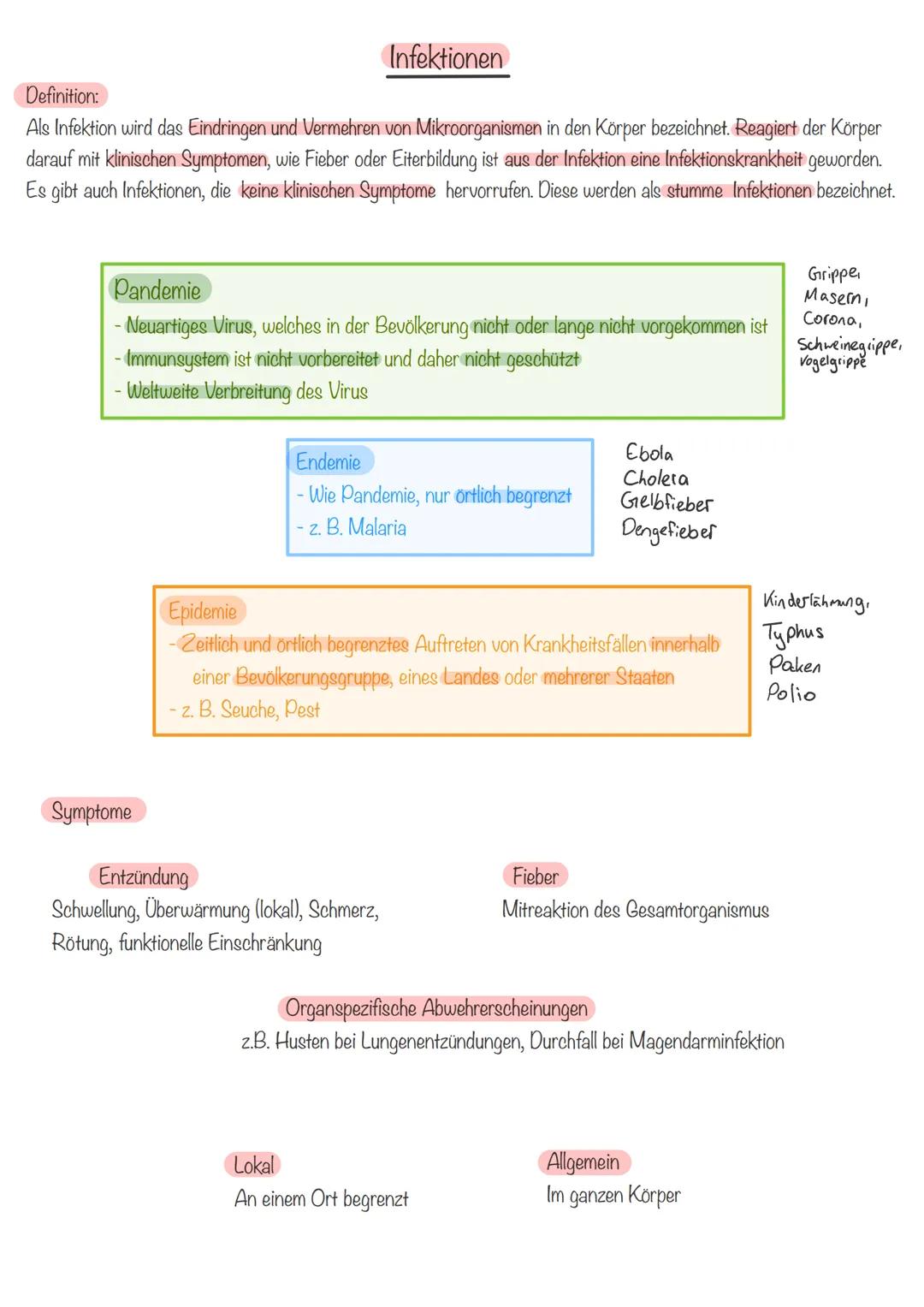11. 3 # Infektionen
Definition:
Als Infektion wird das Eindringen und Vermehren von Mikroorganismen in den Körper bezeichnet. Reagiert der
