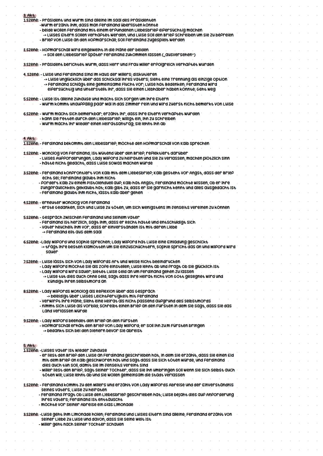 # Kabale und Liebe
Zusammenfassung des Szeneninhalts
Akt 1
1. szene: - Miller mochte seiner Tochter die Beziehung zu Ferdinand verbieten