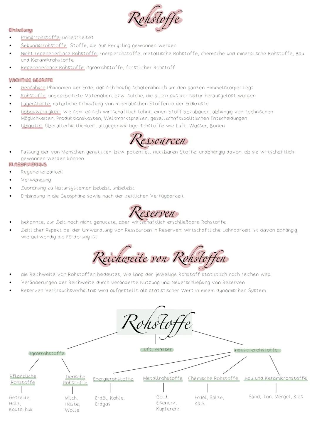 Geographie/Erdkunde 12/2 Thema Rohstoffe