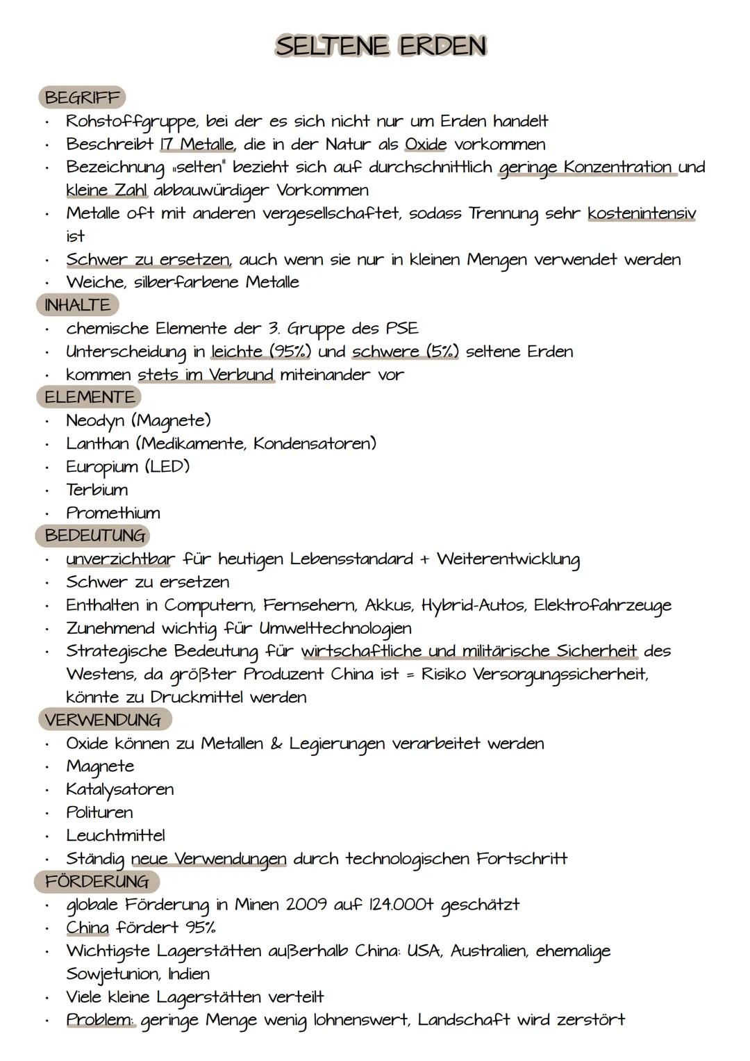 Einteilung
•
•
•
Primärrohstoffe: unbearbeitet
Rohstoffe
Sekundärrohstoffe Stoffe, die aus Recycling gewonnen werden
Nicht regenerierbare Ro