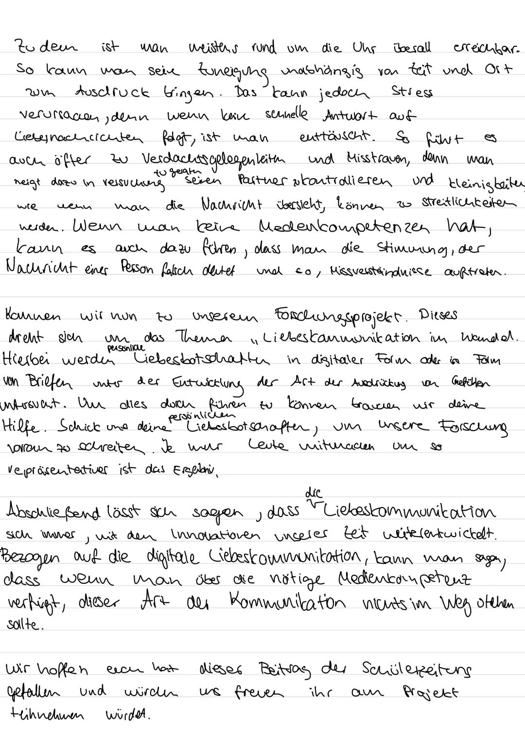 Liebeskommunikation - der Wandel mit der Feit 20.05.21
Seer geent
Leser der Schülerzeitung,
im heutigen Zeitalter Spielt die Digitalisieru