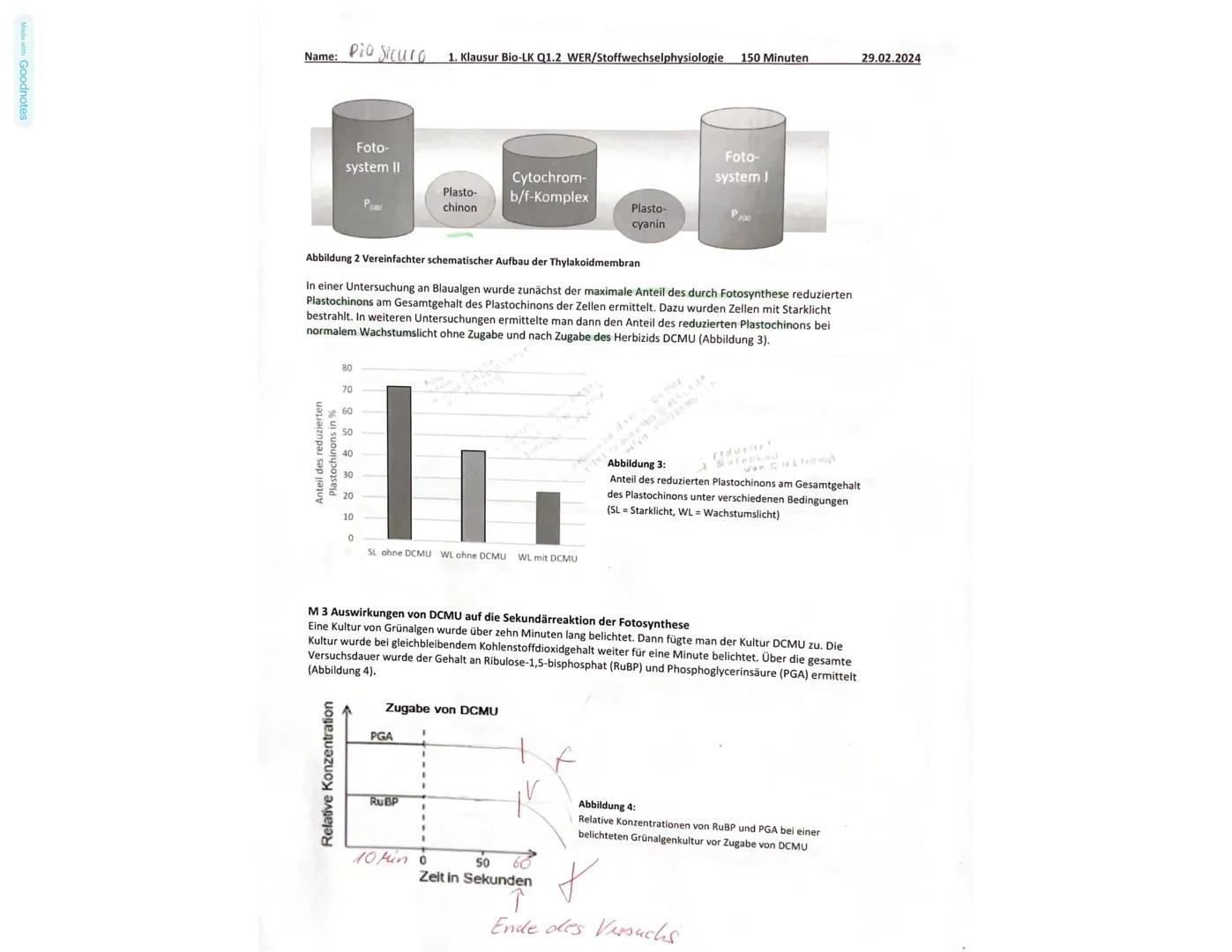 Made with Goodnotes
Name: Dia Sicurc 1. Klausur Bio-LK Q1.2 WER/Stoffwechselphysiologie 150 Minuten
29.02.2024
Aufgabe 1: Die Regulation des