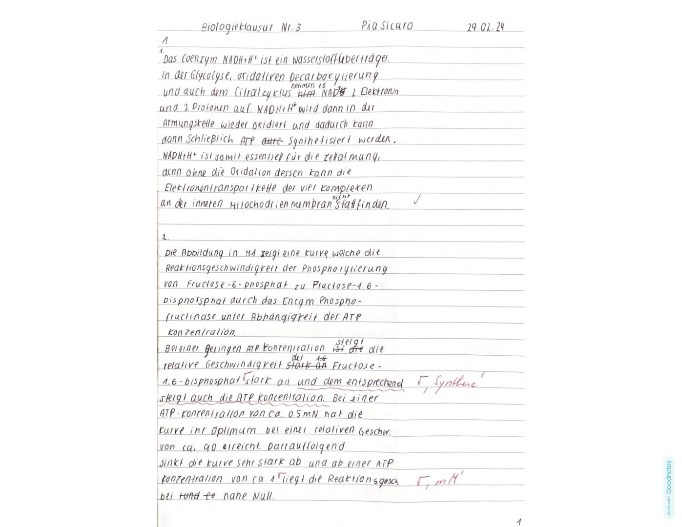Made with Goodnotes
Name: Dia Sicurc 1. Klausur Bio-LK Q1.2 WER/Stoffwechselphysiologie 150 Minuten
29.02.2024
Aufgabe 1: Die Regulation des