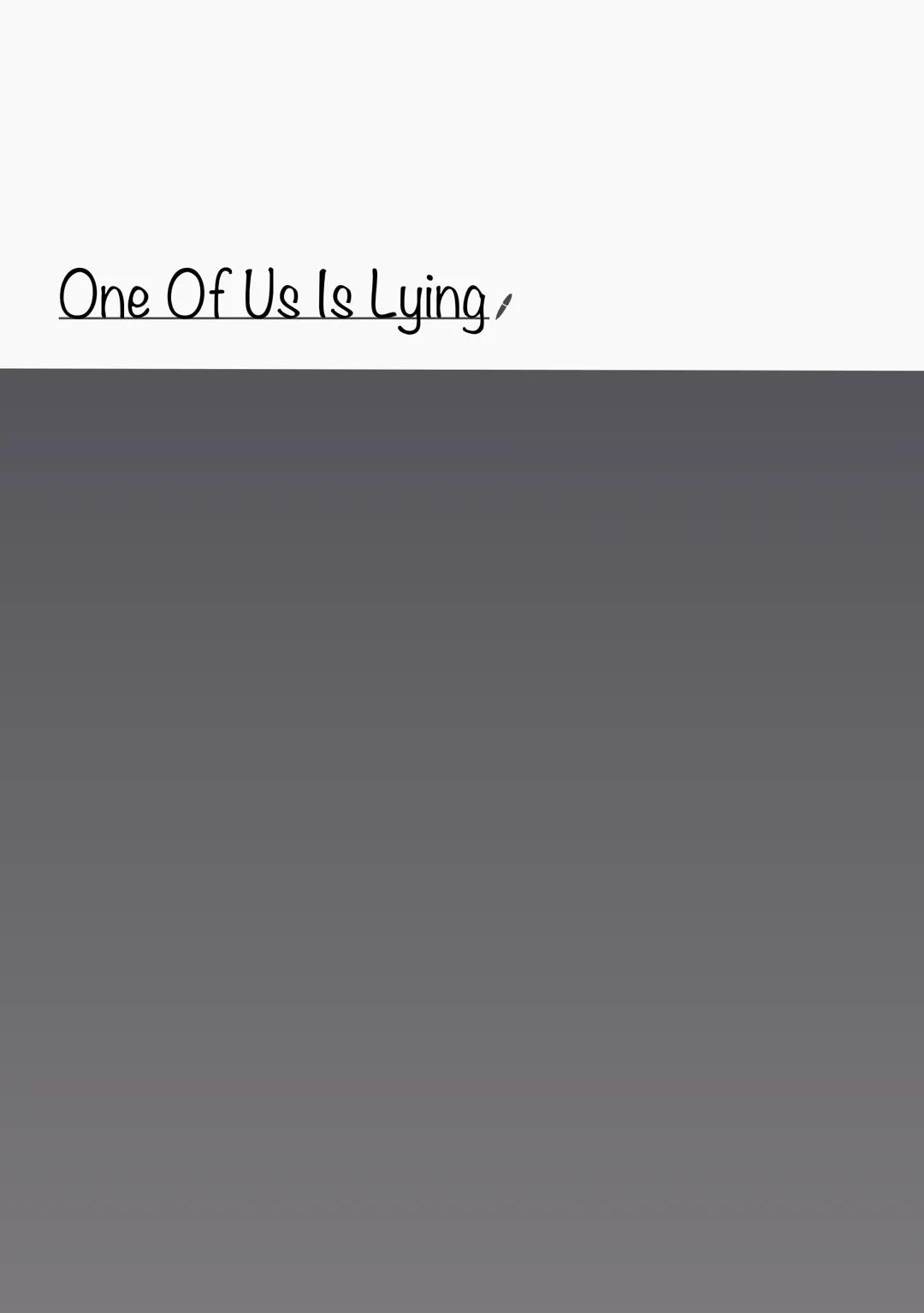 One Of Us Is Lying, List of contents
Page 1: cover
Page 2: list of contents
Pages 3-32: chapter summaries
Page 33: some important things
Pag