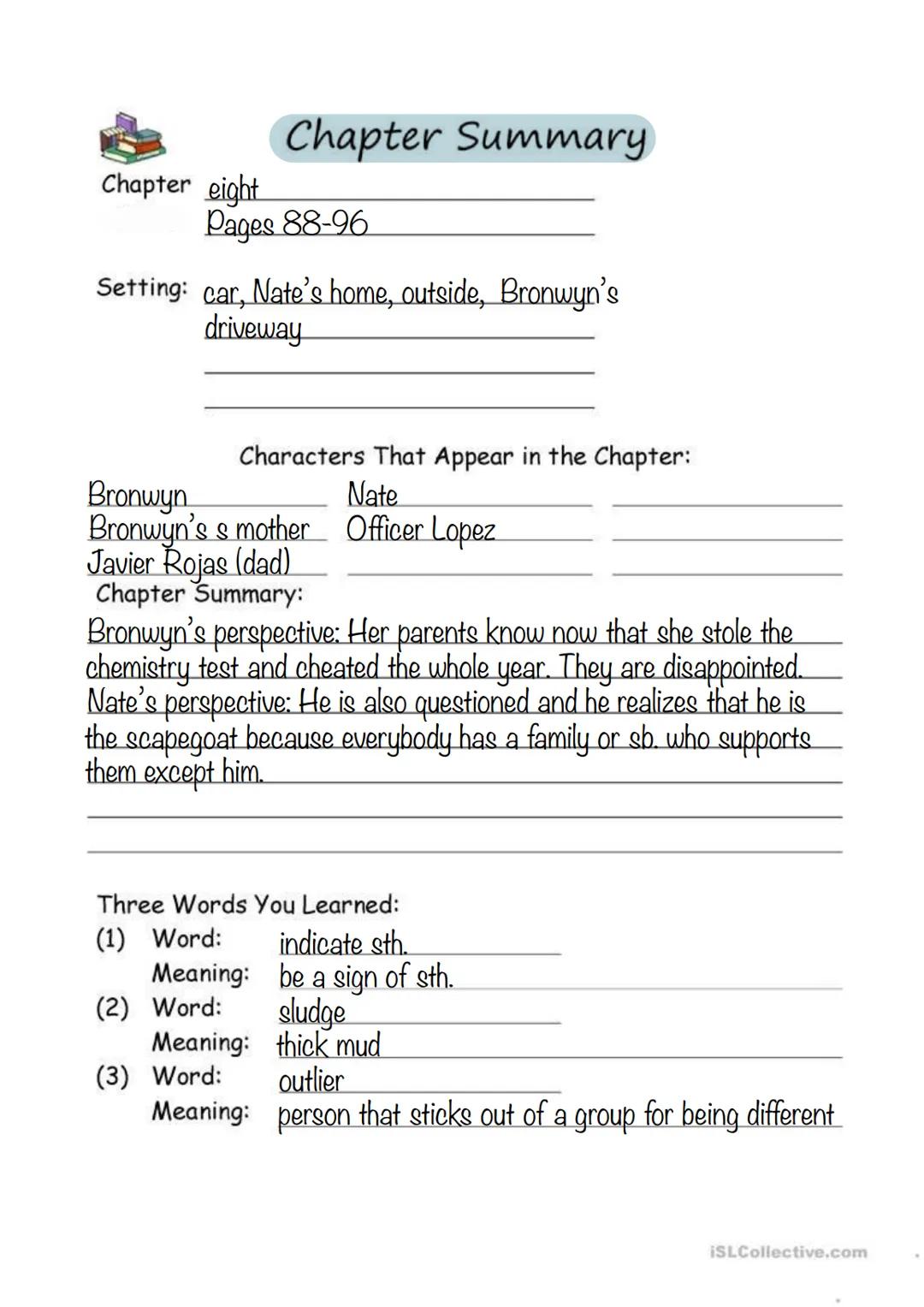 One Of Us Is Lying, List of contents
Page 1: cover
Page 2: list of contents
Pages 3-32: chapter summaries
Page 33: some important things
Pag