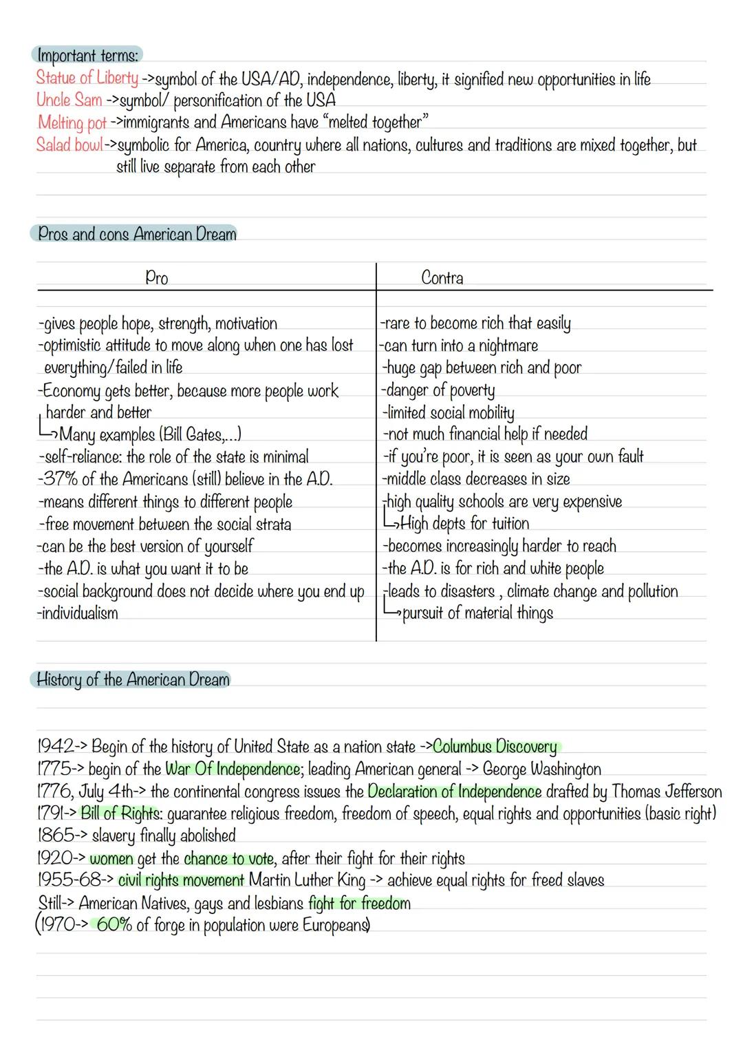 The American Dream
-achieving any goal
from rags to riches/from dishwasher to millionaire
background doesn't matter/everyone has the same ch
