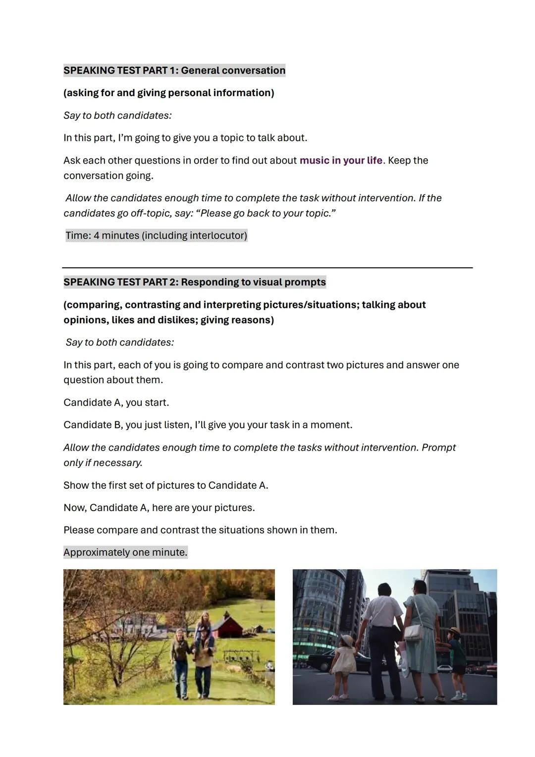 Speaking test English